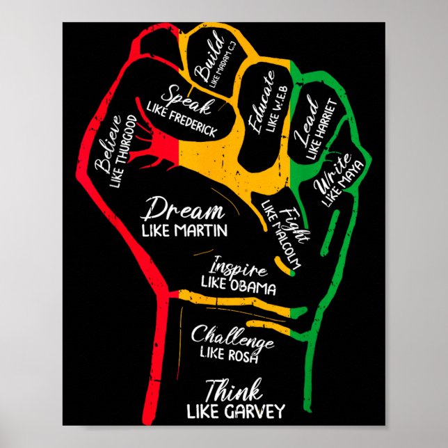 Inspirierende schwarze Führer Power-Faust Hand sch Poster (Vorne)