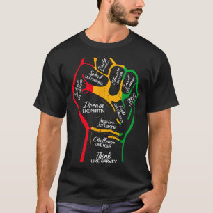 Inspirierende schwarze Führer Power Fist Hand Blac T-Shirt