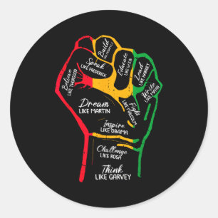 Inspirierende schwarze Führer Power Fist Hand Schw Runder Aufkleber