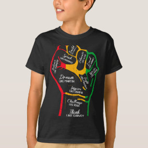 Inspirierende schwarze Führer Power Fist Hand Schw T-Shirt