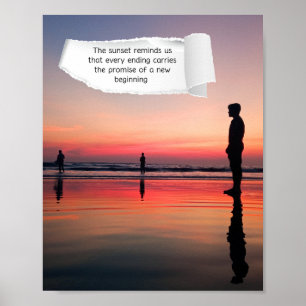 Inspirierende Sonnenuntergangs-Strand-Canvas-Kunst Poster