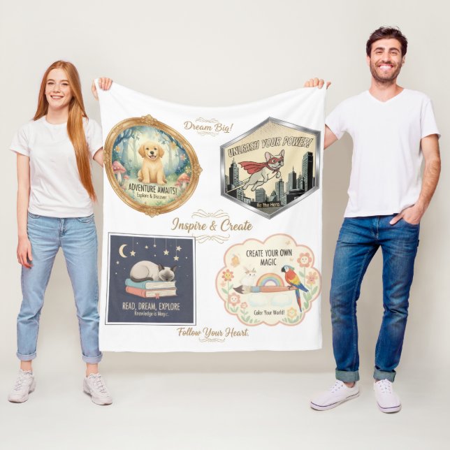 Inspirierende Tier- und Kinderkunstsammlung Fleecedecke (Beispiel)