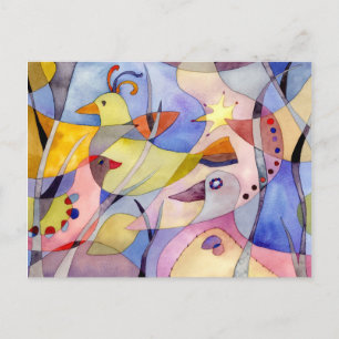 Inspirierende Wasserfarben-Vögel Postkarte
