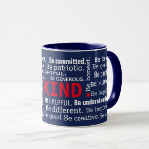 inspirierende Word Cloud auf marineblau Tasse