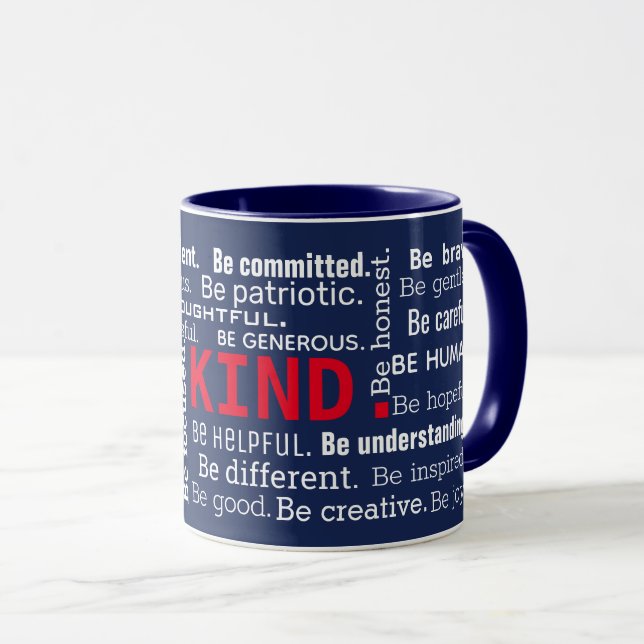 inspirierende Word Cloud auf marineblau Tasse (VorderseiteRechts)