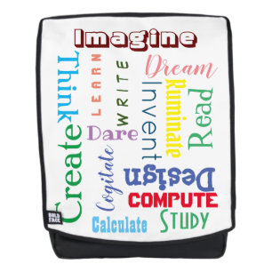 inspirierende Worte farbenfrohe Schüler Rucksack