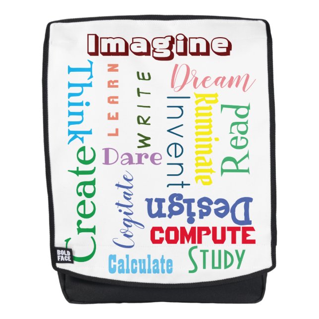 inspirierende Worte farbenfrohe Schüler Rucksack (Vorderseite)