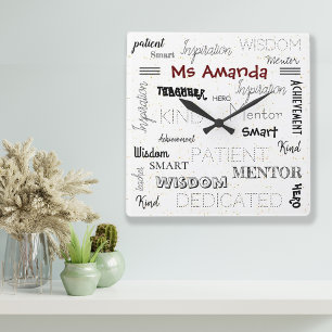 Inspirierende Worte Mentor Lehrer Anerkennung Quadratische Wanduhr