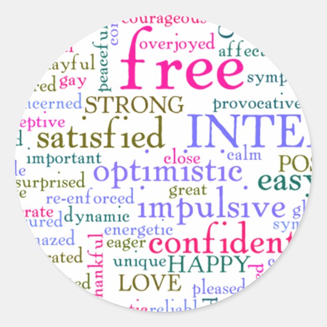 inspirierende Worte Runder Aufkleber (Vorderseite)