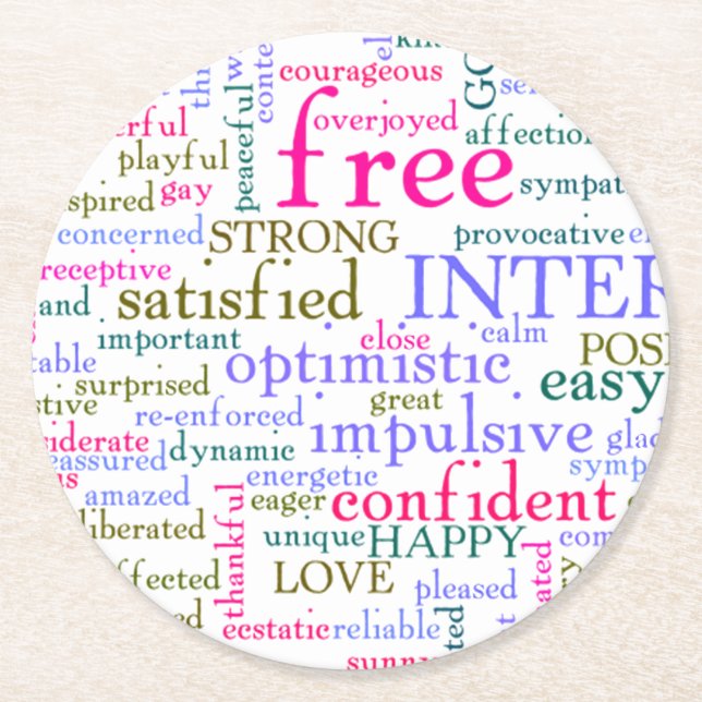 inspirierende Worte Runder Pappuntersetzer (Vorderseite)