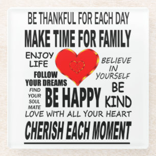 inspirierende Worte zum Leben Glasuntersetzer