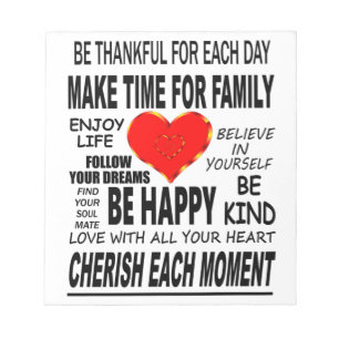 inspirierende Worte zum Leben Notizblock