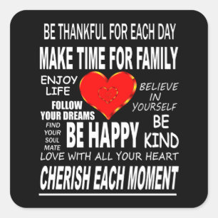 inspirierende Worte zum Leben Quadratischer Aufkleber