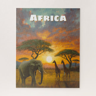 Inspirierender Afrikanischer Elefant Giraffe Lands Puzzle