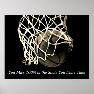 Inspirierender Basketball-Spruch Vintage Sepia Poster