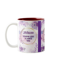 Inspirierender Blumenkeramikbecher | Lila Teetasse