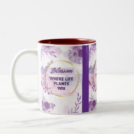 Inspirierender Blumenkeramikbecher | Lila Teetasse