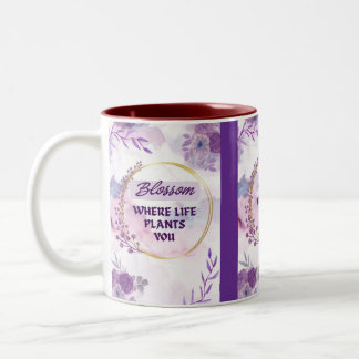 Inspirierender Blumenkeramikbecher | Lila Teetasse
