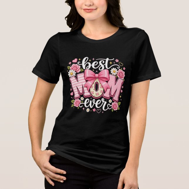 Inspirierender Bogen Beste Mutter Aller Zeiten Tri-Blend Shirt (Vorderseite)