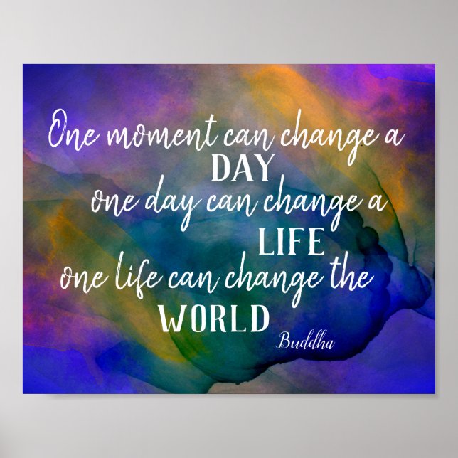 inspirierender Buddha zitiert blau und lila kühn Poster (Vorne)