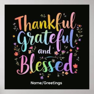 Inspirierender floraler Dankes-Kranz handgefertigt Poster