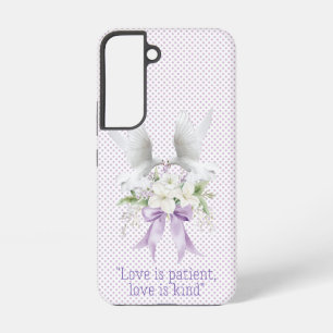 Inspirierender Glaube Mauve Punkte Tauben Florales Samsung Galaxy Hülle