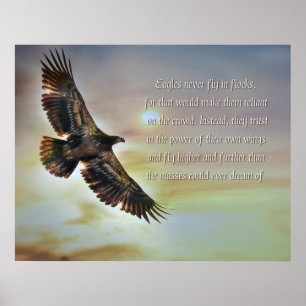 Inspirierender Motivationsadler fliegt hoch Poster