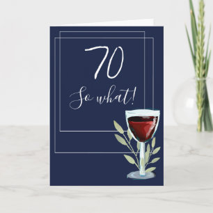 Inspirierender Rotwein Marineblau 70. Geburtstag Karte
