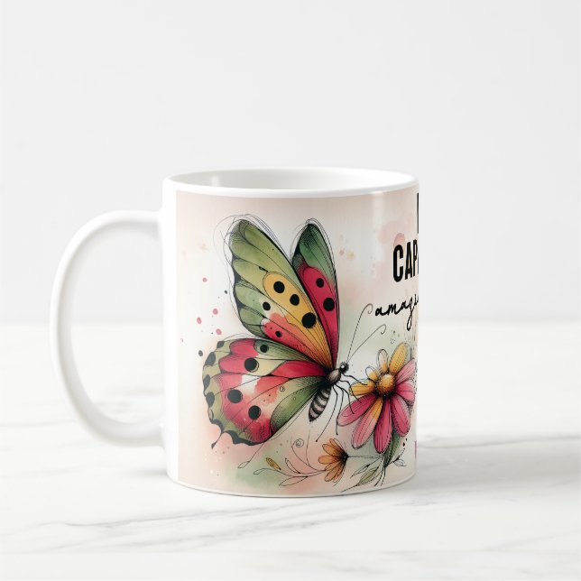 Inspirierender Schmetterlingszitat Kaffeetasse (Links)