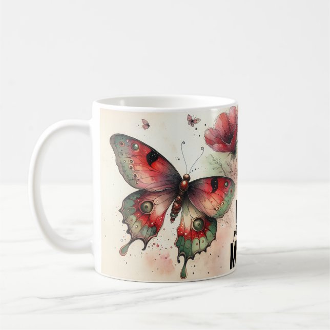 Inspirierender Schmetterlingszitat Kaffeetasse (Links)