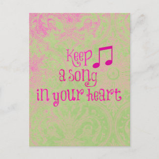 Inspirierender Spruch: Behalte ein Lied in deinem  Postkarte