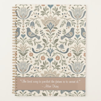 Inspirierender Spruch Skandinavische Blumen Vögel Planer