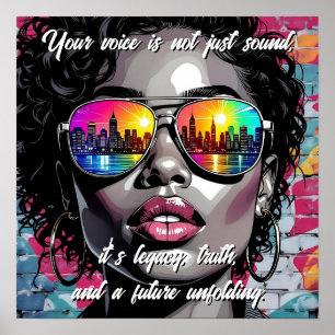 Inspirierender Spruch und Stadtfrau Poster