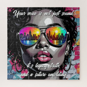 Inspirierender Spruch und Stadtfrau Puzzle