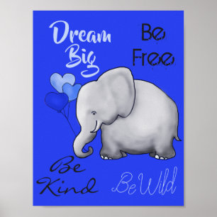 Inspirierender Traum Großer Süßer Elefant Kinderzi Poster
