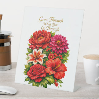Inspirierendes Blumensockel-Schild – „Wachse hindu Sockelschild