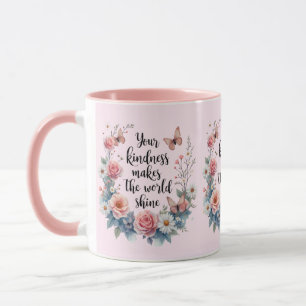 inspirierendes Blumenzitat mit Schmetterlingen Tasse