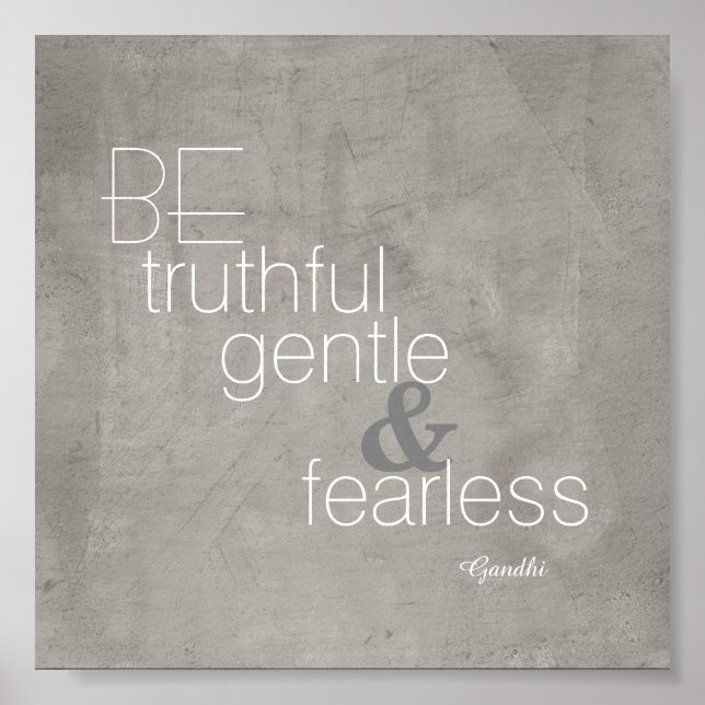 inspirierendes Gandhi Zitat-Poster grau-weiß Poster (Vorne)