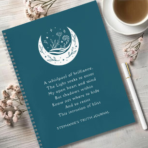 Inspirierendes Gedicht Floral Mond Türkis Wahrheit Notizbuch