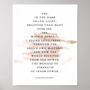 Inspirierendes Gedicht Sie in der Dunkelheit Langs Poster