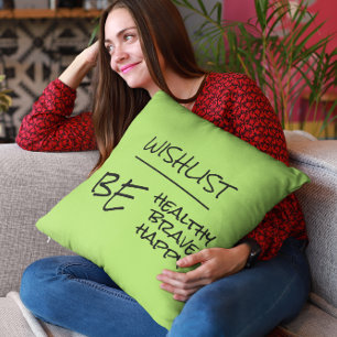 Inspirierendes Gesundheitszitat Limettengrün Kissen