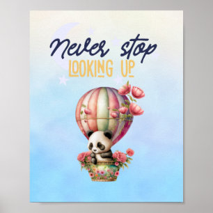 Inspirierendes Heißluftballon-Panda-Poster Poster