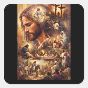 Inspirierendes Jesus-Christus-Schlüsselanhänger – Quadratischer Aufkleber