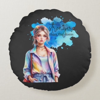 Inspirierendes Mädchen Grafik Rundes Kissen