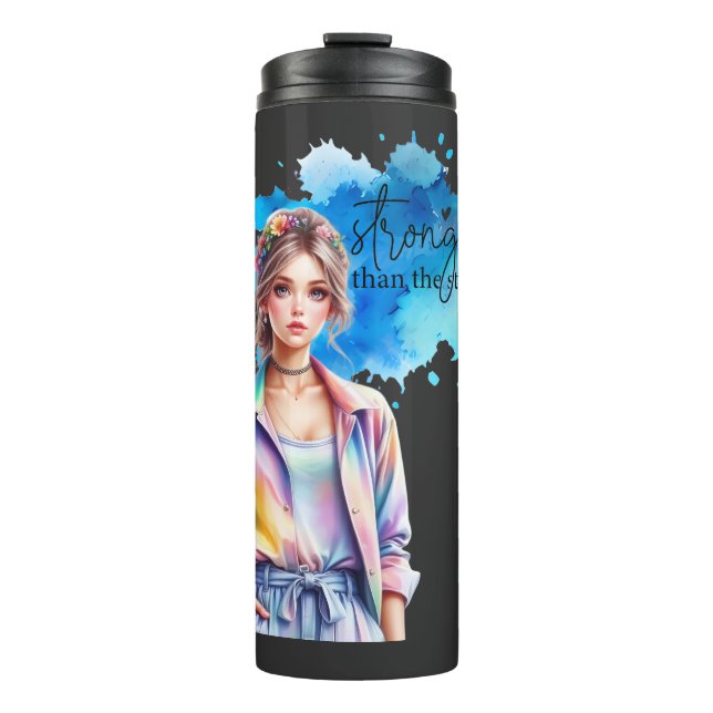 Inspirierendes Mädchen Grafik Thermosbecher (Vorderseite)