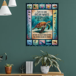 Inspirierendes Meeresschildkröten-Ozean-Poster „Da Poster