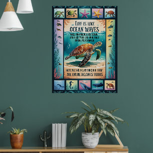 Inspirierendes Meeresschildkröten-Ozean-Poster „Da Poster