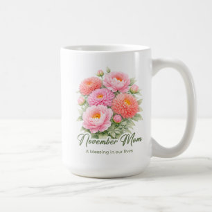 Inspirierendes November-Geburtsblumen-Mama-Wrap Kaffeetasse