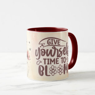 Inspirierendes/Positives Blumen-Zitat Wrap  Tasse