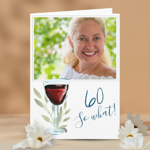 Inspirierendes Rotwein 60. Geburtstagsfoto Karte
